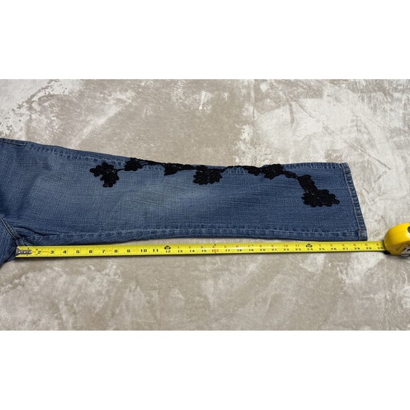 Coldwater Creek Straight Black Embellishment Floral Denim Jeans Size 8 - Picture 7 of 10